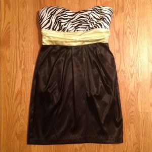 Zebra print with yellow band mini dress